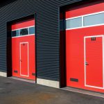 Red doors of self storage units