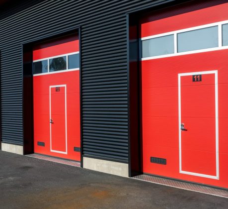 Red doors of self storage units